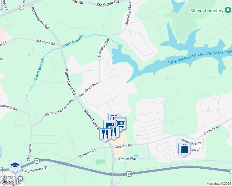 map of restaurants, bars, coffee shops, grocery stores, and more near 9722 Spyglass Drive in Villa Rica