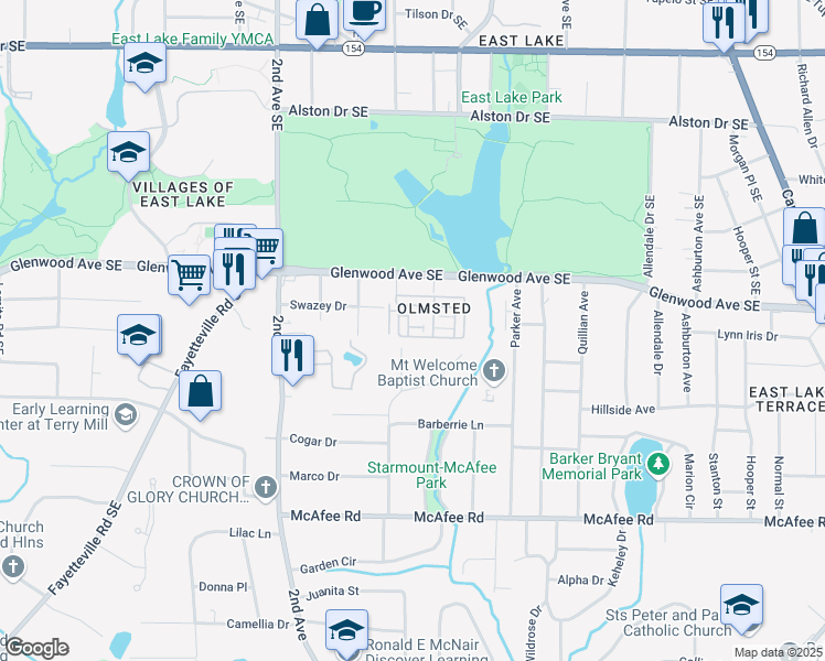 map of restaurants, bars, coffee shops, grocery stores, and more near 422 Carter Avenue Southeast in Atlanta