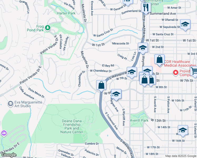 map of restaurants, bars, coffee shops, grocery stores, and more near 1907 Milan Place in Los Angeles