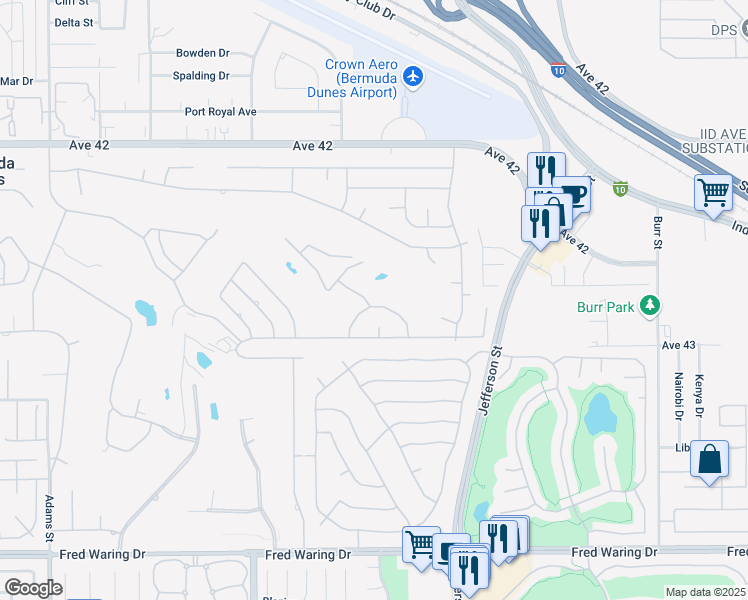 map of restaurants, bars, coffee shops, grocery stores, and more near 79830 Ryan Way in Bermuda Dunes