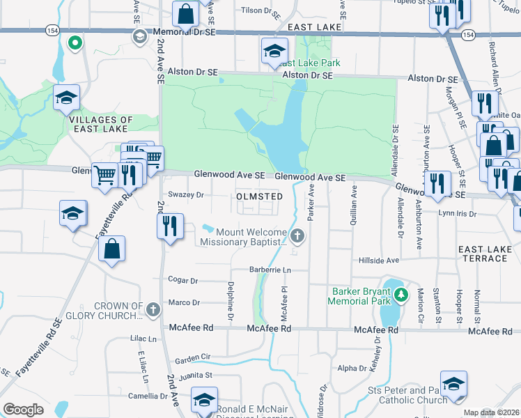 map of restaurants, bars, coffee shops, grocery stores, and more near 428 Carter Avenue Southeast in Atlanta