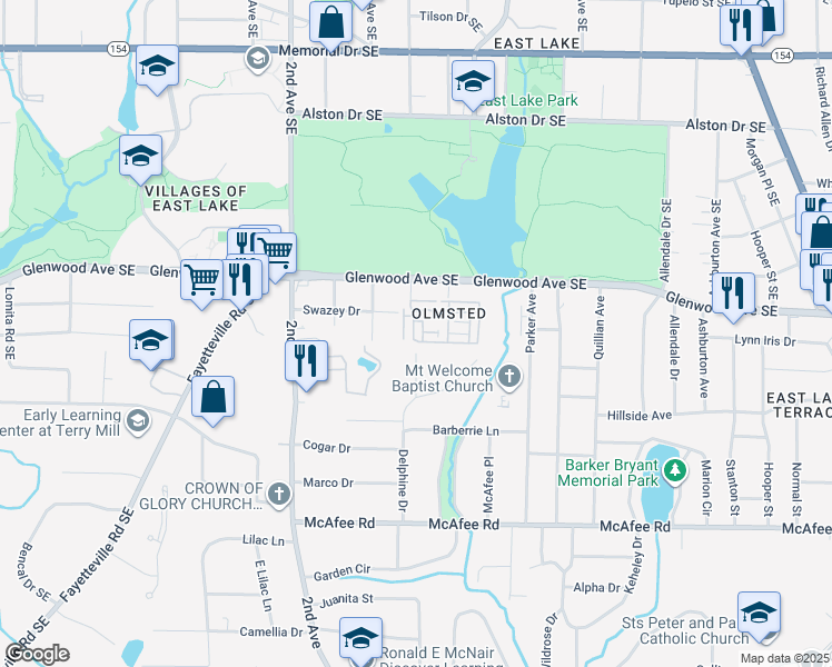 map of restaurants, bars, coffee shops, grocery stores, and more near 422 Carter Avenue Southeast in Atlanta