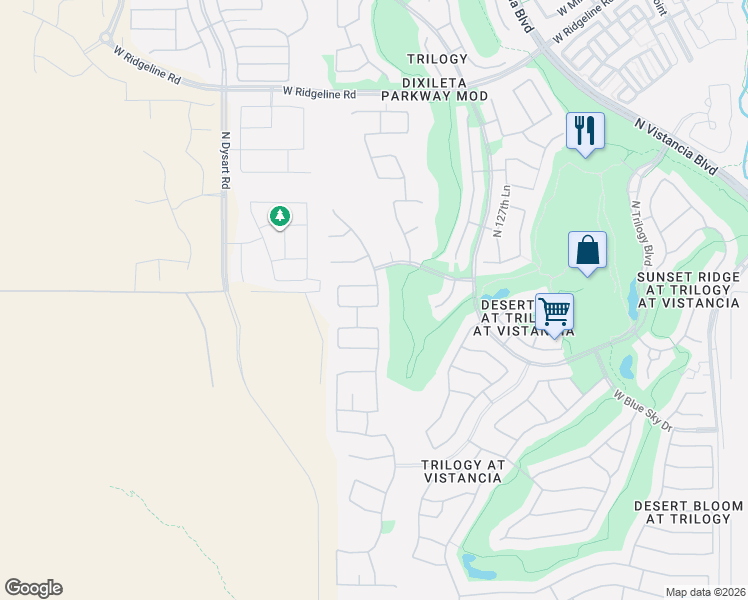 map of restaurants, bars, coffee shops, grocery stores, and more near 13046 West Red Fox Road in Peoria