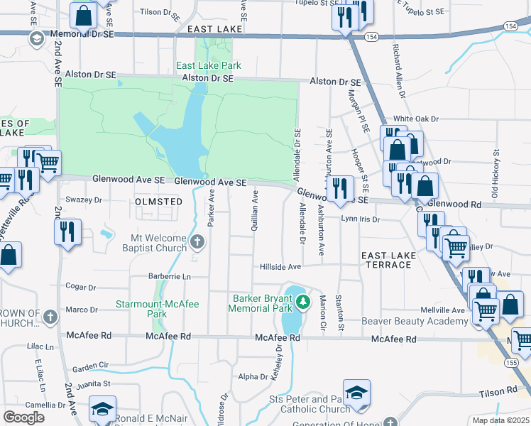 map of restaurants, bars, coffee shops, grocery stores, and more near 522 Quillian Avenue in Decatur