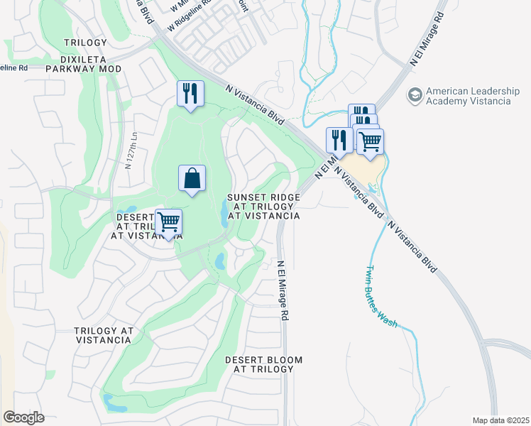 map of restaurants, bars, coffee shops, grocery stores, and more near 28078 North 123rd Lane in Peoria