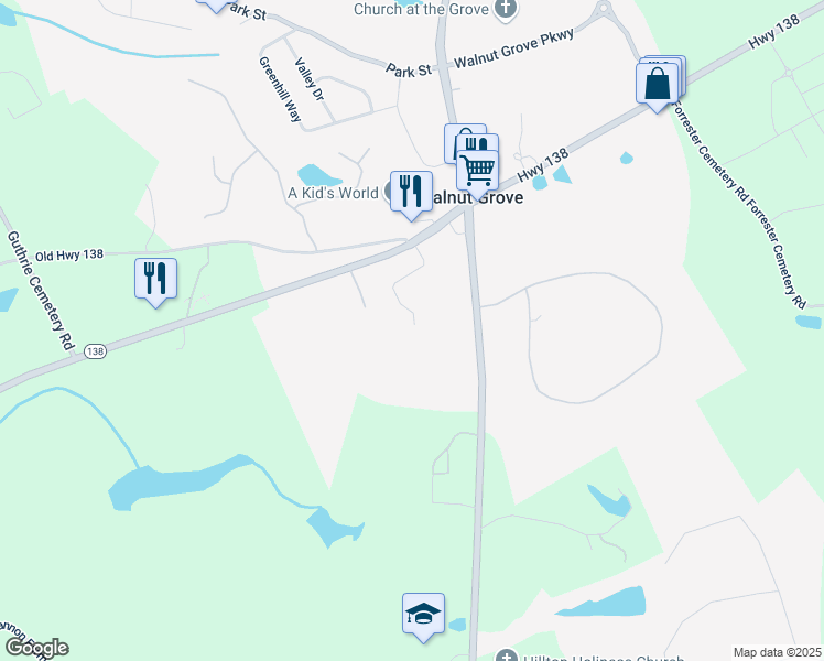 map of restaurants, bars, coffee shops, grocery stores, and more near 762 Thompson Lane in Loganville