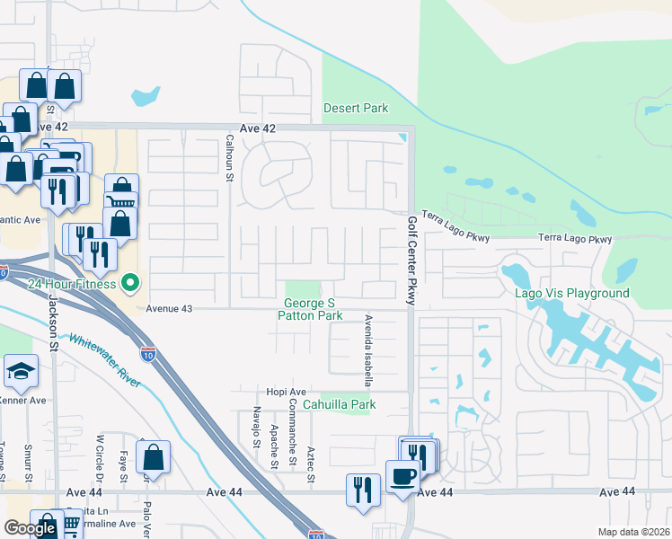map of restaurants, bars, coffee shops, grocery stores, and more near 83785 Festivo Court in Indio