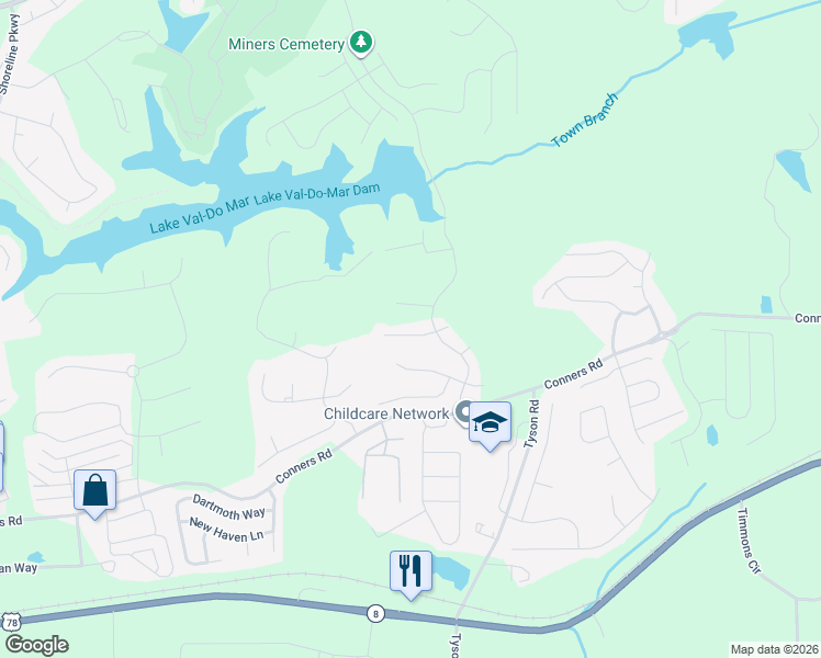 map of restaurants, bars, coffee shops, grocery stores, and more near 304 Hawk's Ridge in Villa Rica