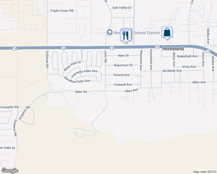 map of restaurants, bars, coffee shops, grocery stores, and more near 31031 Fretwell Avenue in Homeland