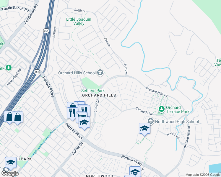map of restaurants, bars, coffee shops, grocery stores, and more near 55 Cherokee in Irvine
