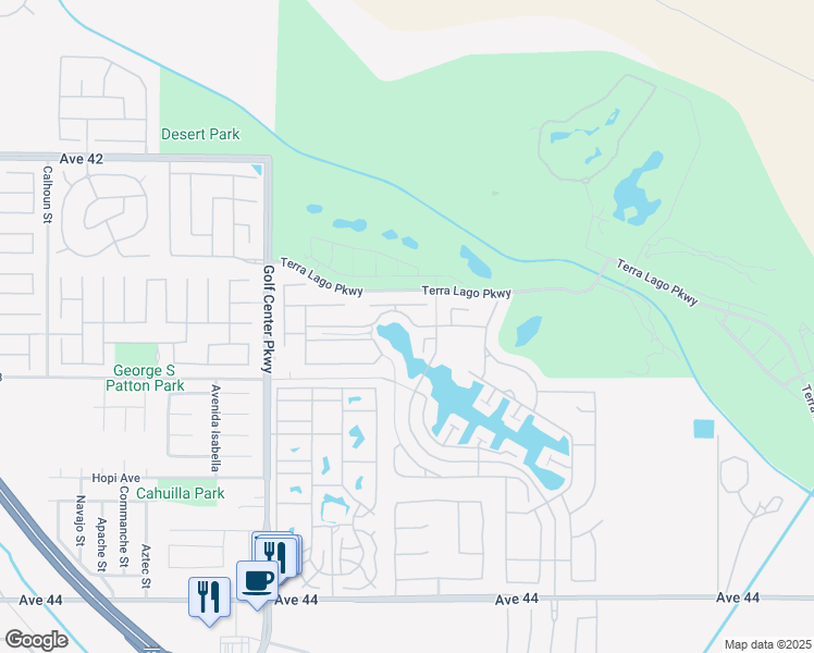 map of restaurants, bars, coffee shops, grocery stores, and more near 84339 Canzone Drive in Indio