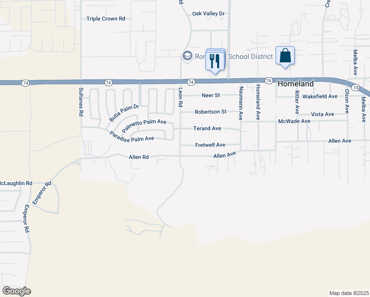 map of restaurants, bars, coffee shops, grocery stores, and more near 31031 Fretwell Avenue in Homeland
