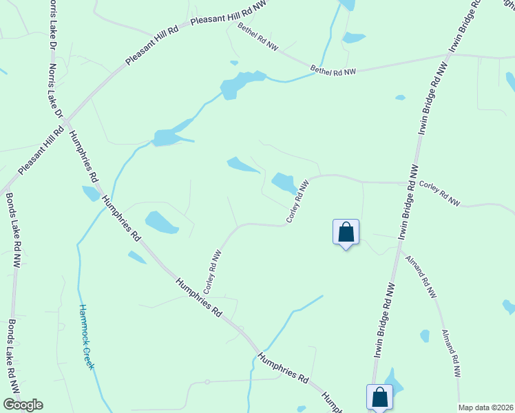 map of restaurants, bars, coffee shops, grocery stores, and more near 1201 Corley Road Northwest in Conyers