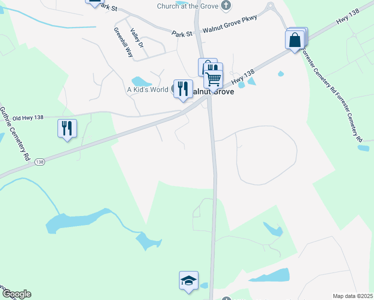 map of restaurants, bars, coffee shops, grocery stores, and more near 762 Thompson Lane in Loganville