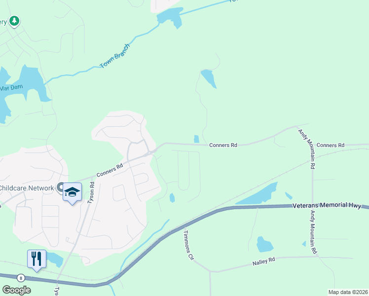 map of restaurants, bars, coffee shops, grocery stores, and more near 485 Prescott Way in Villa Rica