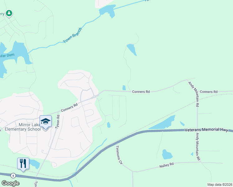 map of restaurants, bars, coffee shops, grocery stores, and more near 9071-9199 Conners Road in Villa Rica