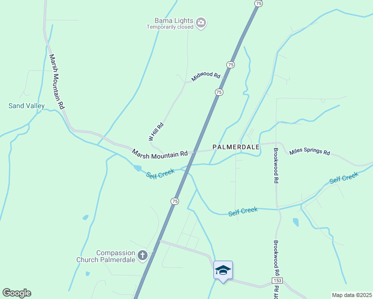map of restaurants, bars, coffee shops, grocery stores, and more near 8017 County Road 153 in Pinson