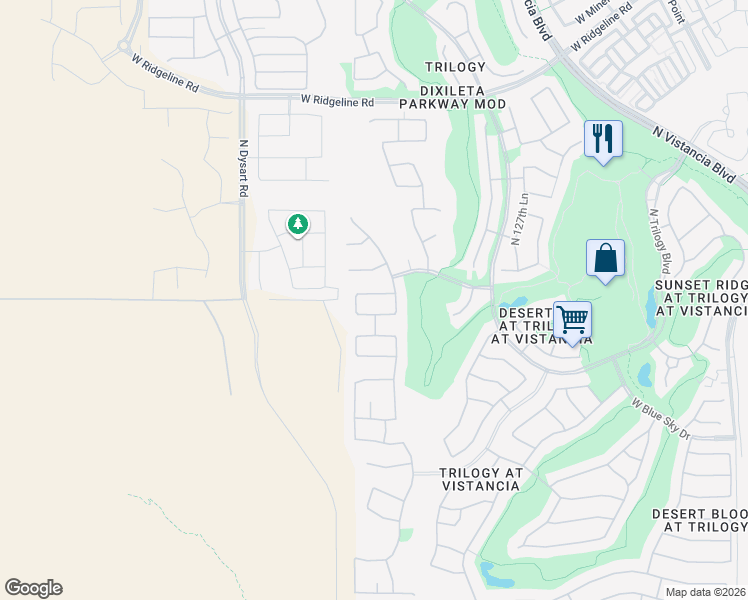 map of restaurants, bars, coffee shops, grocery stores, and more near 13046 West Red Fox Road in Peoria