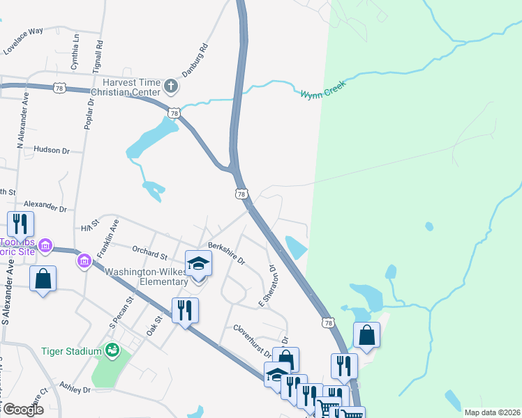 map of restaurants, bars, coffee shops, grocery stores, and more near 201 Georgia 10 in Washington