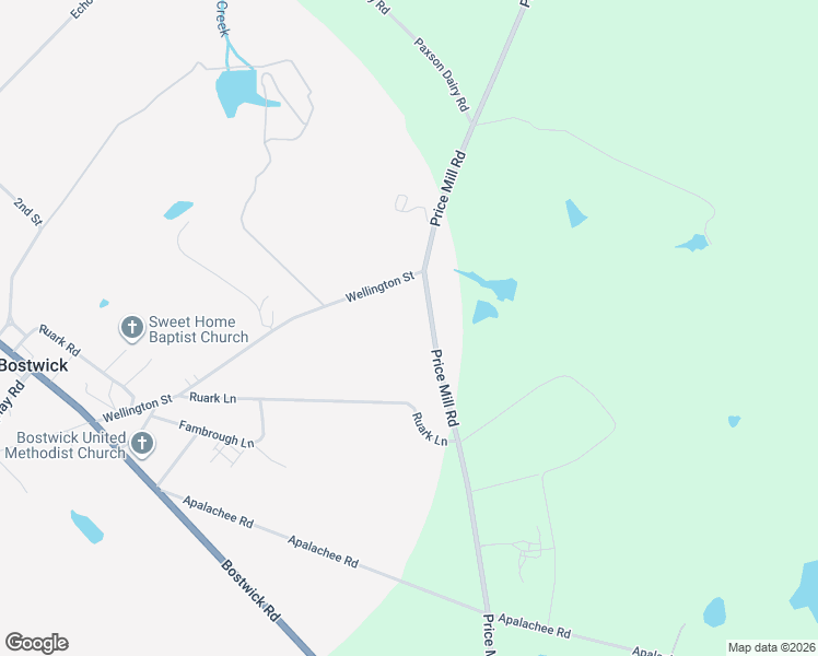 map of restaurants, bars, coffee shops, grocery stores, and more near 1650 Price Mill Road in Bishop