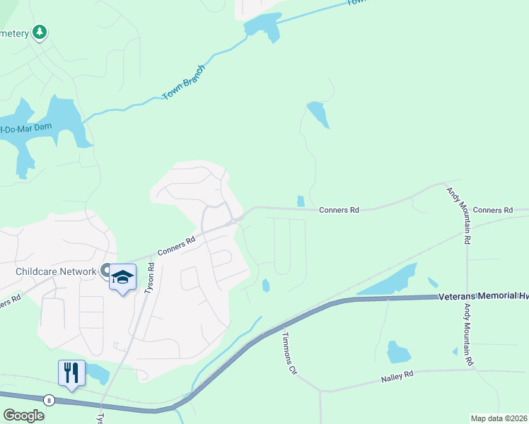map of restaurants, bars, coffee shops, grocery stores, and more near 9071-9199 Conners Road in Villa Rica