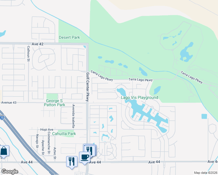 map of restaurants, bars, coffee shops, grocery stores, and more near 84186 Canzone Drive in Indio