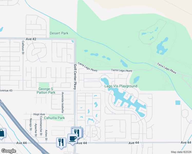 map of restaurants, bars, coffee shops, grocery stores, and more near 84206 Canzone Drive in Indio