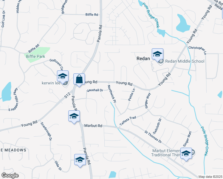 map of restaurants, bars, coffee shops, grocery stores, and more near 1774 Northwick Place in Lithonia