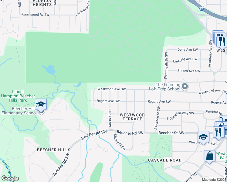 map of restaurants, bars, coffee shops, grocery stores, and more near 631 Clover Street Southwest in Atlanta