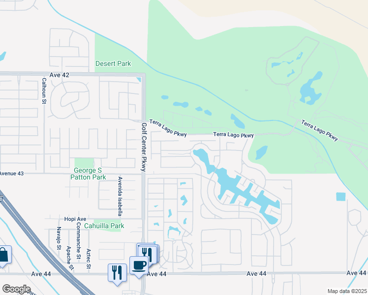 map of restaurants, bars, coffee shops, grocery stores, and more near 84206 Canzone Drive in Indio