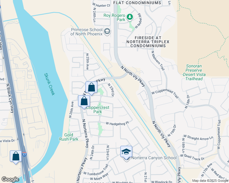 map of restaurants, bars, coffee shops, grocery stores, and more near 28001 North 23rd Drive in Phoenix