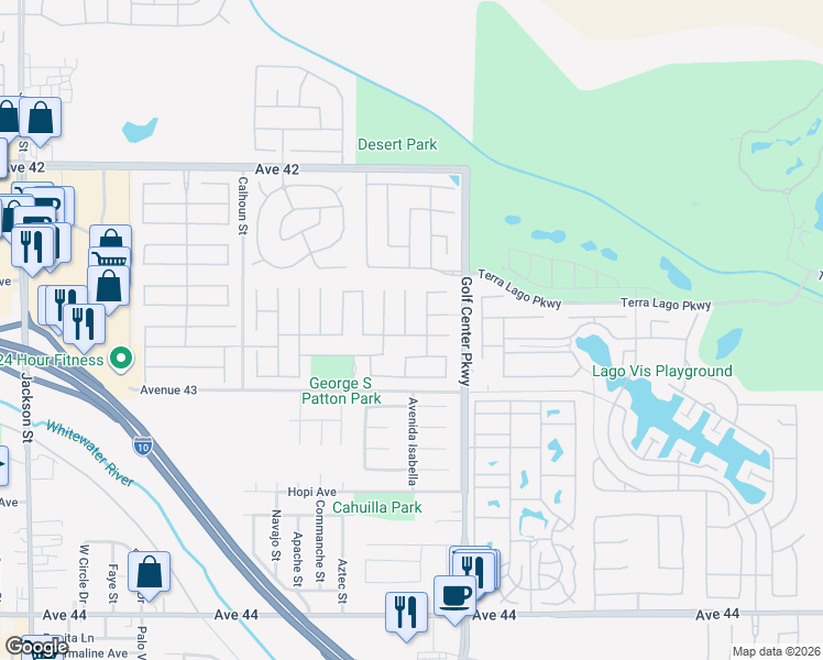 map of restaurants, bars, coffee shops, grocery stores, and more near 42724 Tango Court in Indio