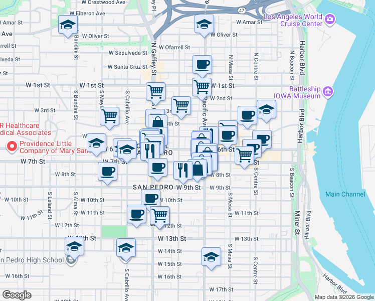 map of restaurants, bars, coffee shops, grocery stores, and more near 624 South Grand Avenue in Los Angeles