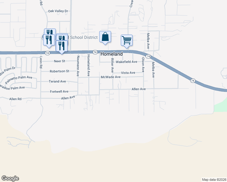 map of restaurants, bars, coffee shops, grocery stores, and more near 31613 Allen Avenue in Homeland