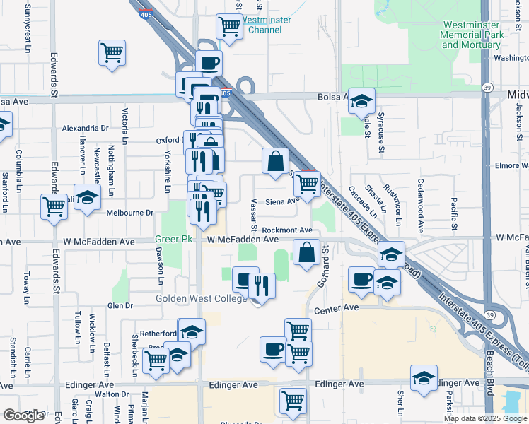 map of restaurants, bars, coffee shops, grocery stores, and more near 7211 Rockmont Avenue in Westminster