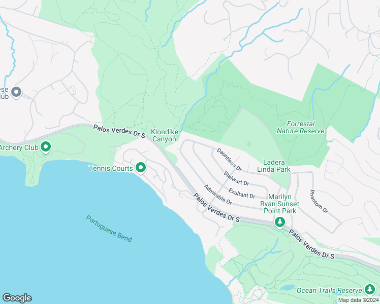 map of restaurants, bars, coffee shops, grocery stores, and more near 4348 Exultant Drive in Rancho Palos Verdes