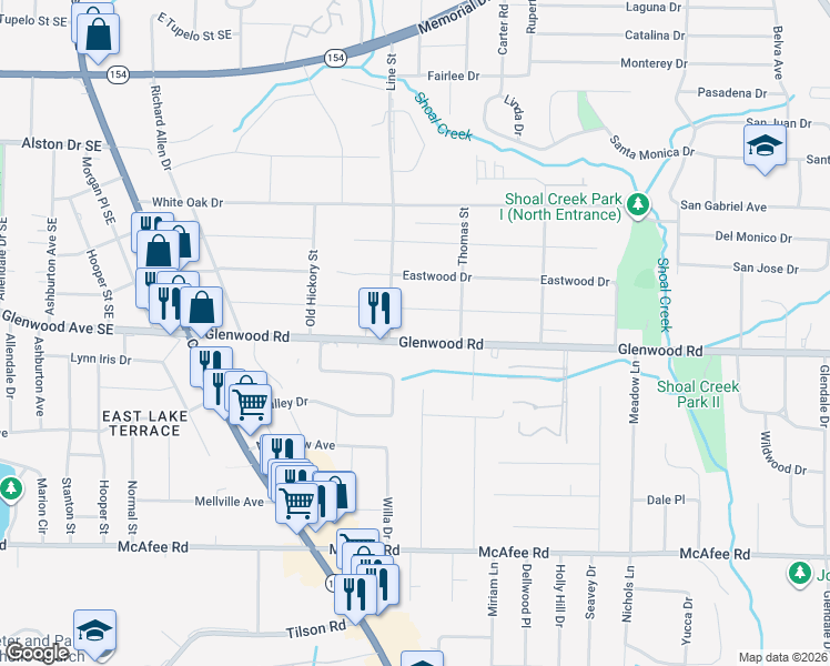 map of restaurants, bars, coffee shops, grocery stores, and more near 2719 Joyce Avenue in Decatur