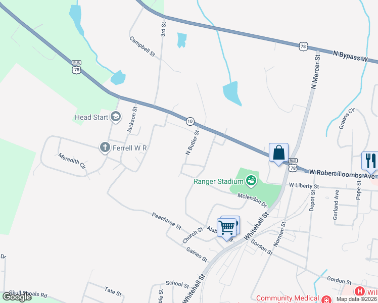 map of restaurants, bars, coffee shops, grocery stores, and more near 123 North Butler Street in Washington