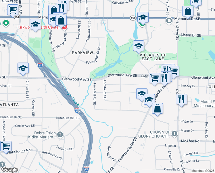 map of restaurants, bars, coffee shops, grocery stores, and more near 1713 Donnalee Avenue Southeast in Atlanta