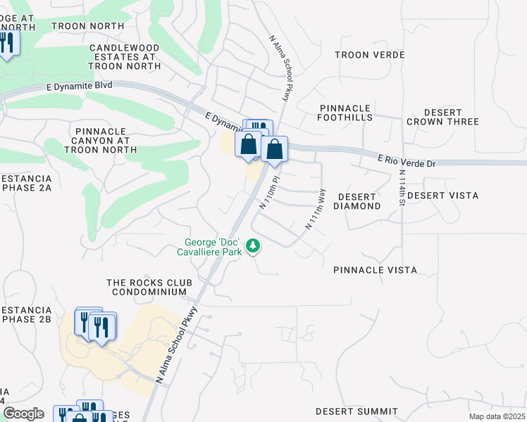 map of restaurants, bars, coffee shops, grocery stores, and more near 28028 North 110th Place in Scottsdale