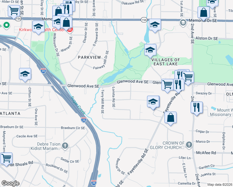 map of restaurants, bars, coffee shops, grocery stores, and more near 1713 Donnalee Avenue Southeast in Atlanta