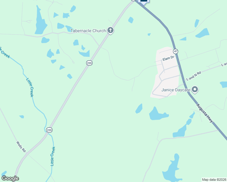 map of restaurants, bars, coffee shops, grocery stores, and more near 6017 Georgia 220 in Lincolnton