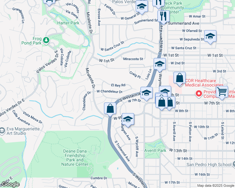 map of restaurants, bars, coffee shops, grocery stores, and more near 1801 West Chandeleur Drive in Los Angeles