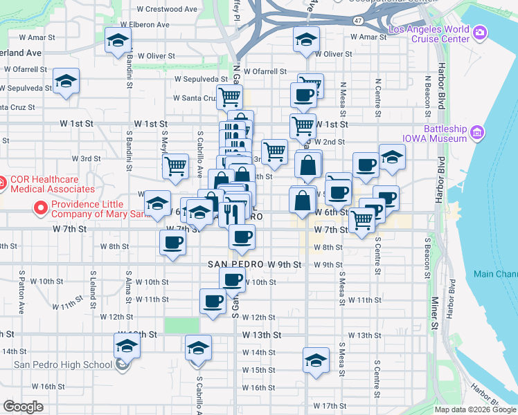 map of restaurants, bars, coffee shops, grocery stores, and more near 659 West 5th Street in Los Angeles