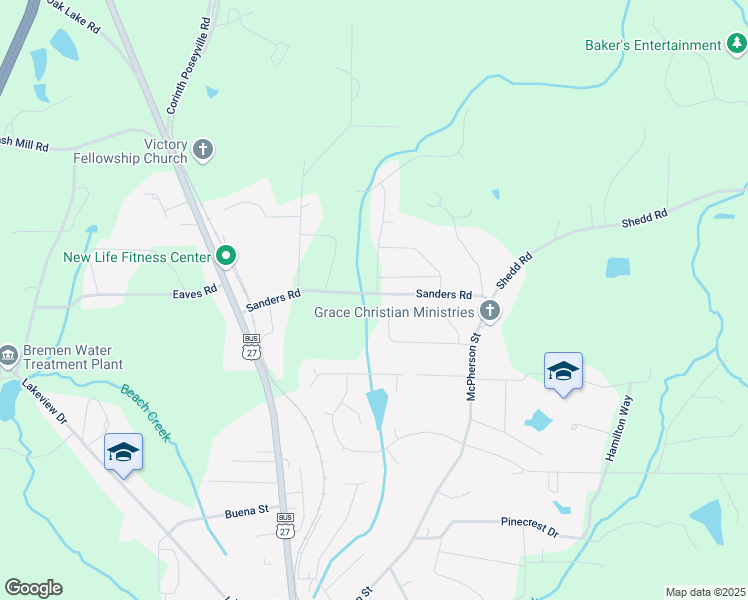 map of restaurants, bars, coffee shops, grocery stores, and more near 210 Meadow Way in Bremen