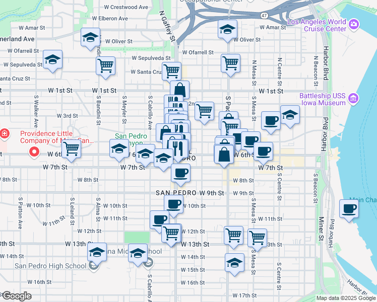 map of restaurants, bars, coffee shops, grocery stores, and more near 659 West 5th Street in Los Angeles