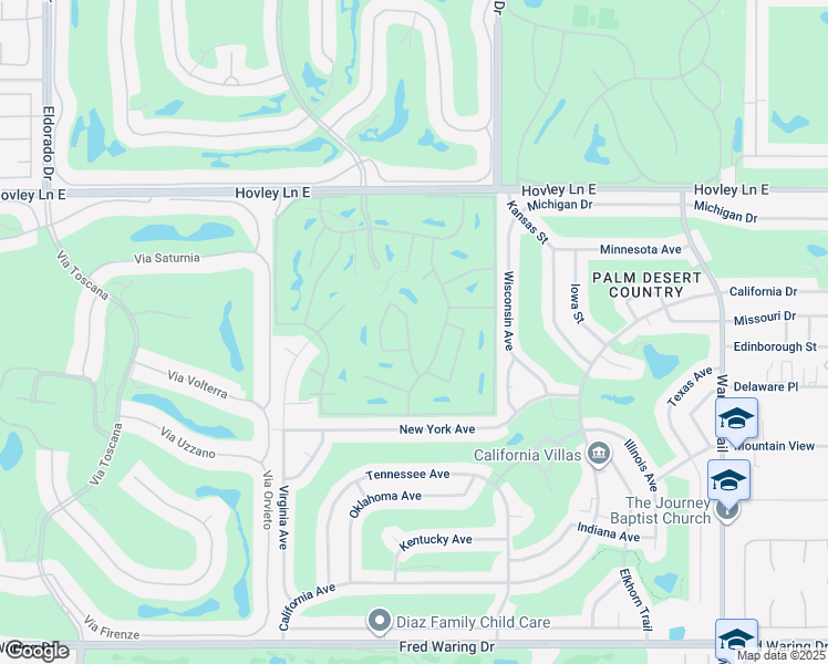map of restaurants, bars, coffee shops, grocery stores, and more near 42636 Edessa Street in Palm Desert
