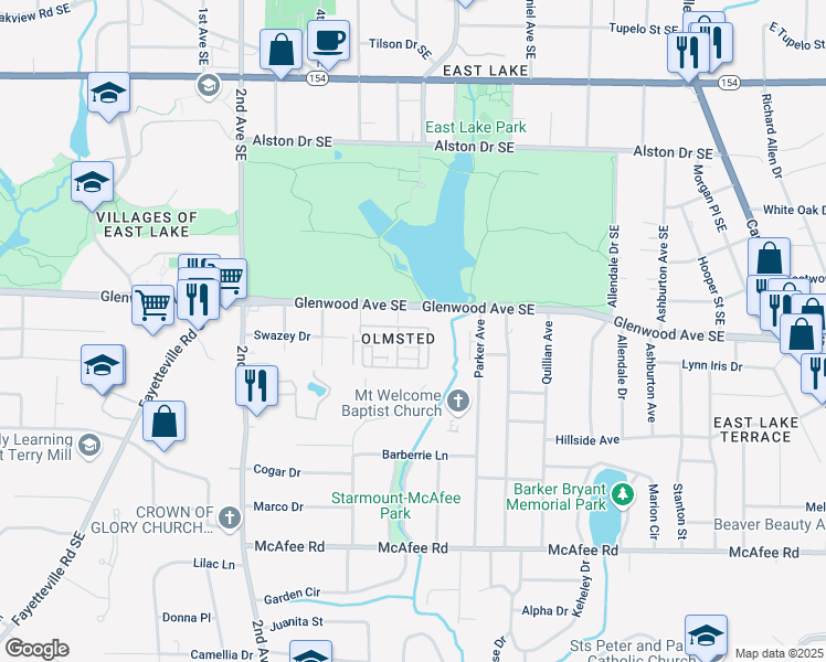 map of restaurants, bars, coffee shops, grocery stores, and more near 489 Carter Avenue Southeast in Atlanta