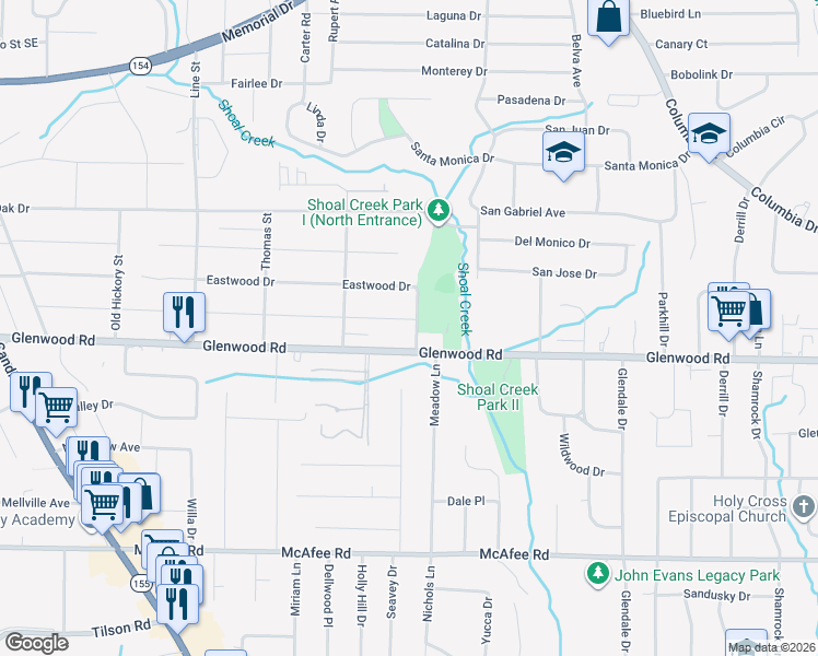 map of restaurants, bars, coffee shops, grocery stores, and more near 2894 Joyce Avenue in Decatur