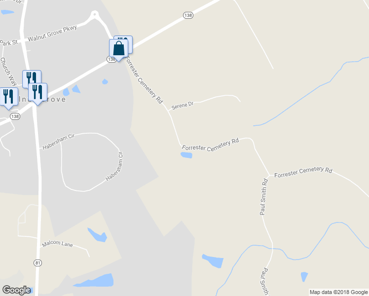 map of restaurants, bars, coffee shops, grocery stores, and more near 789 Forrester Cemetery Road in Covington